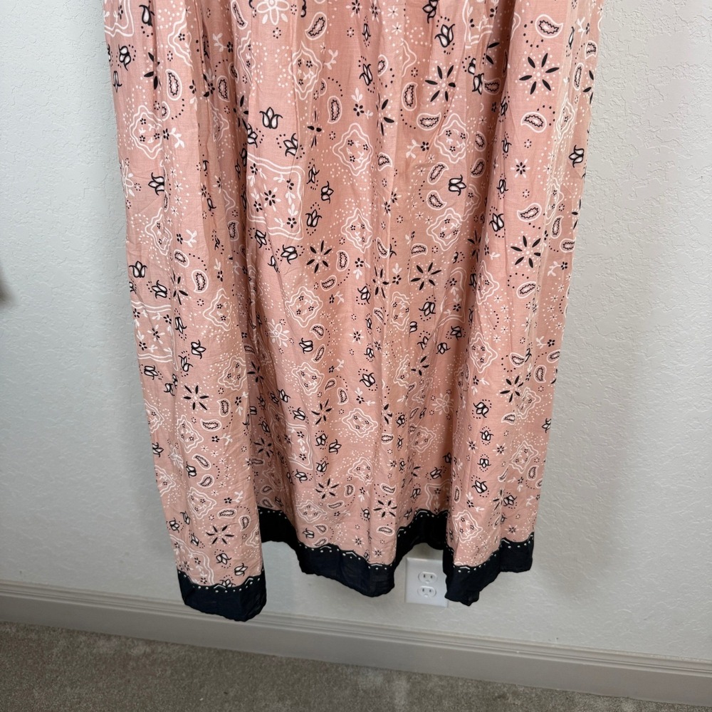 Banana Republic Pink Bandana Paisley Cotton Maxi Skirt XL Embroidered Border NEW - Picture 7 of 9